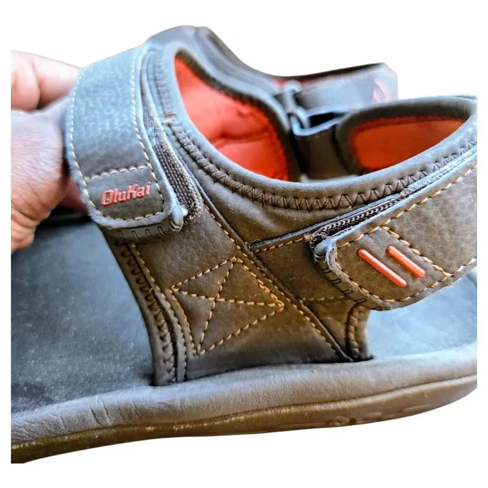 Olukai Hokua Pahu 10232-483V Sandals Mens US 12 Brown Open Toe Adjustable Strap